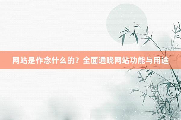 网站是作念什么的？全面通晓网站功能与用途